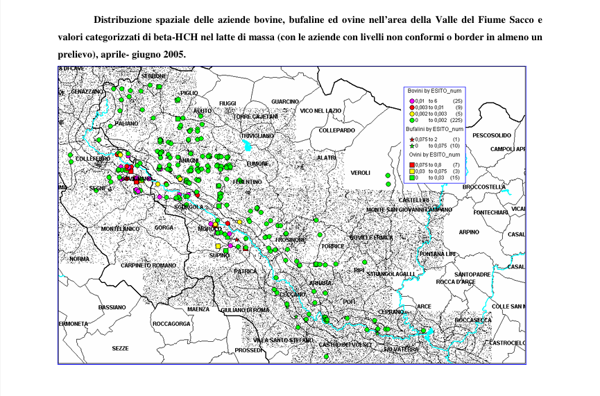 Indagine Istituto Zooprofilattico Lazio e Toscana. Credit immagine: Rapporto Istituto Zooprofilattico